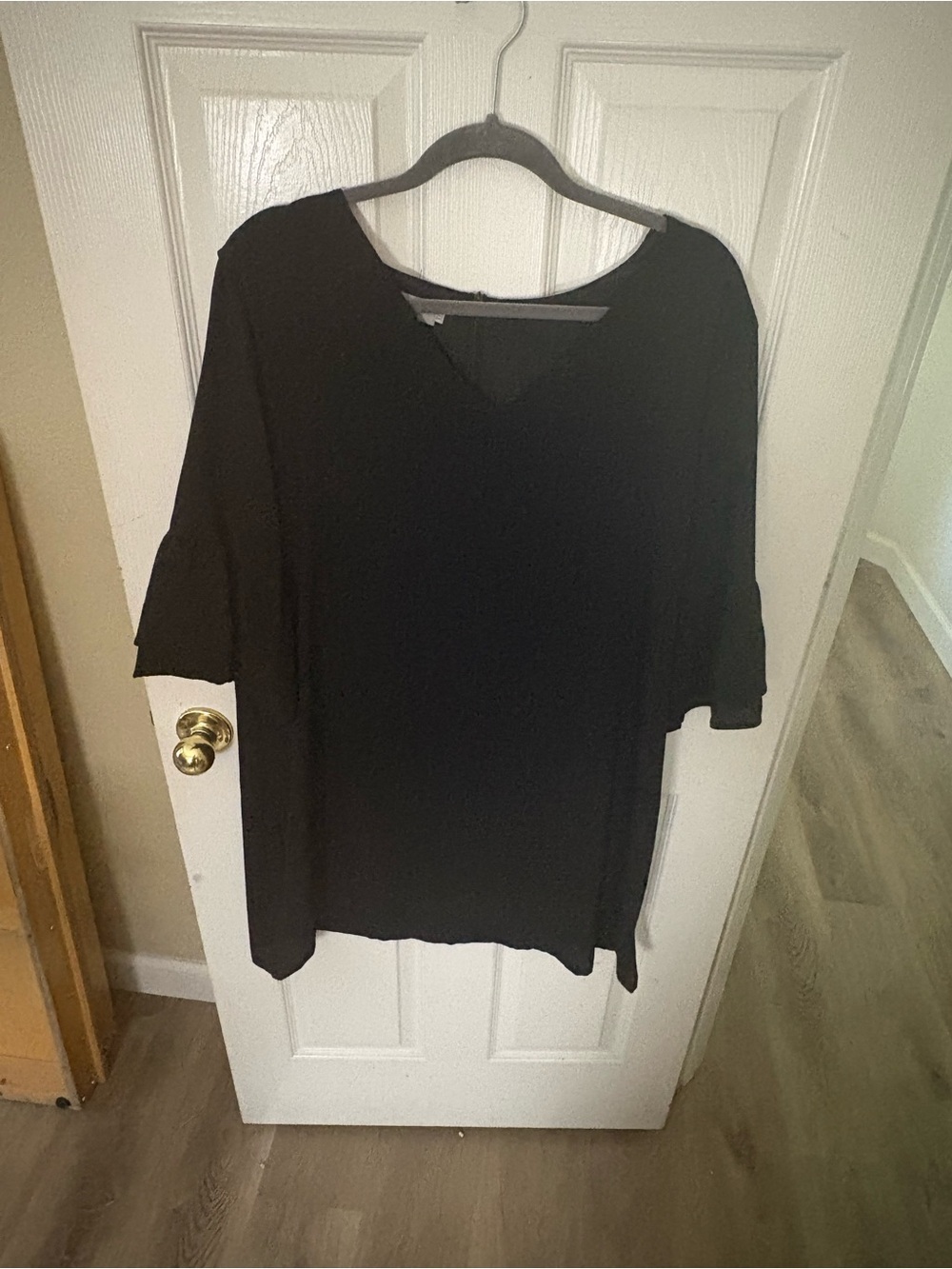 Classic Black Women's V-Neck Dress-XXL